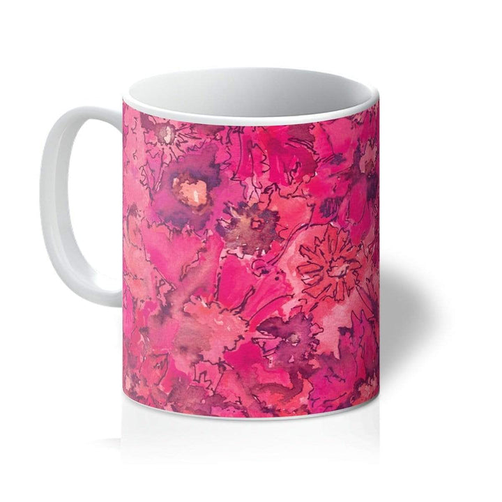 Homeware 11oz / White Watercolour Daisies Pink Amanya Design Mug Prodigi