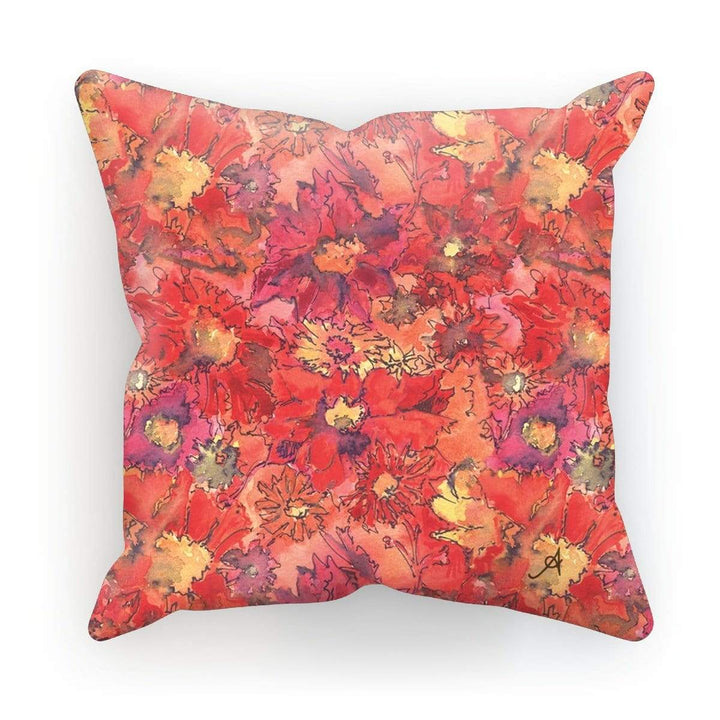 Homeware Linen / 18"x18" Watercolour Daisies Red Amanya Design Cushion Prodigi