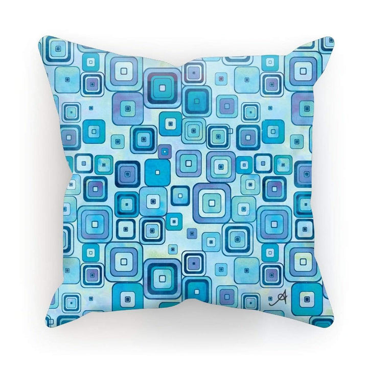 Homeware Faux Suede / 18"x18" Watercolour Squares Blue Amanya Design Cushion Prodigi