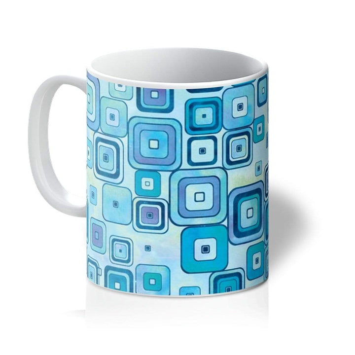 Homeware 11oz / White Watercolour Squares Blue Amanya Design Mug Prodigi