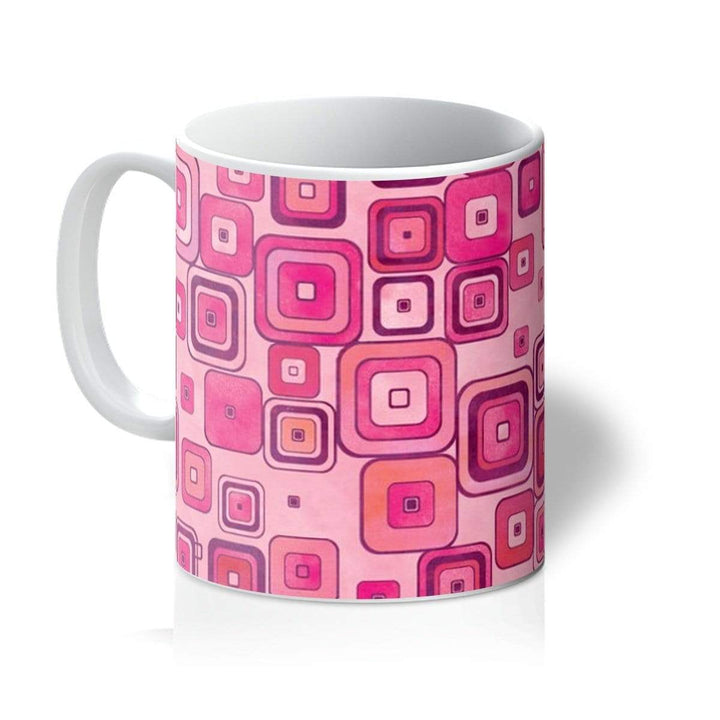 Homeware 11oz / White Watercolour Squares Pink Amanya Design Mug Prodigi