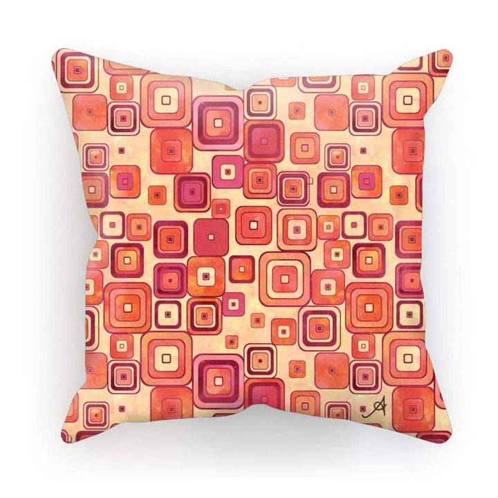 Homeware Faux Suede / 18"x18" Watercolour Squares Red Amanya Design Cushion Prodigi