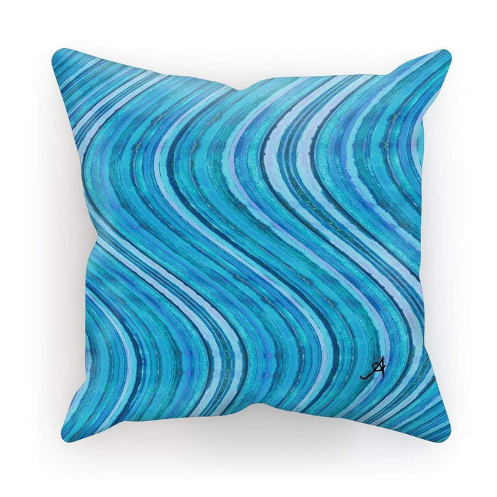 Homeware Linen / 12"x12" Watercolour Waves Blue Amanya Design Cushion Prodigi