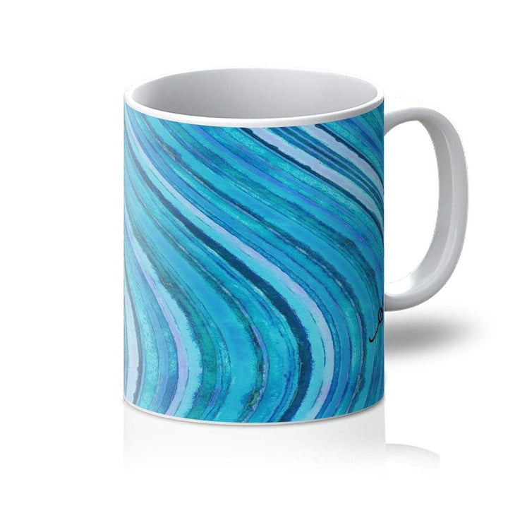 Homeware 11oz / White Watercolour Waves Blue Amanya Design Mug Prodigi