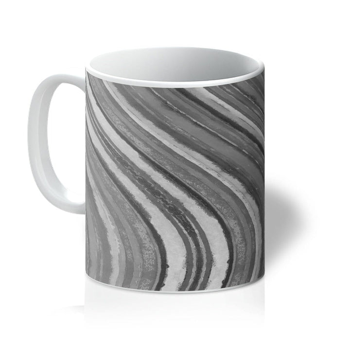 Homeware 11oz / White Watercolour Waves Monochrome Amanya Design Mug Prodigi