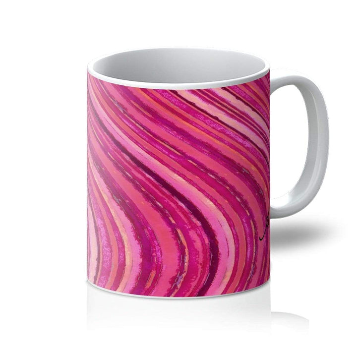 Homeware 11oz / White Watercolour Waves Pink Amanya Design Mug Prodigi