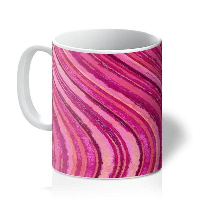Homeware 11oz / White Watercolour Waves Pink Amanya Design Mug Prodigi