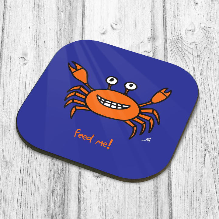 Wooden Coasters 101 x 101 mm  Single Mr and Mr Crabby Wooden Coaster Blue SuperFast POD