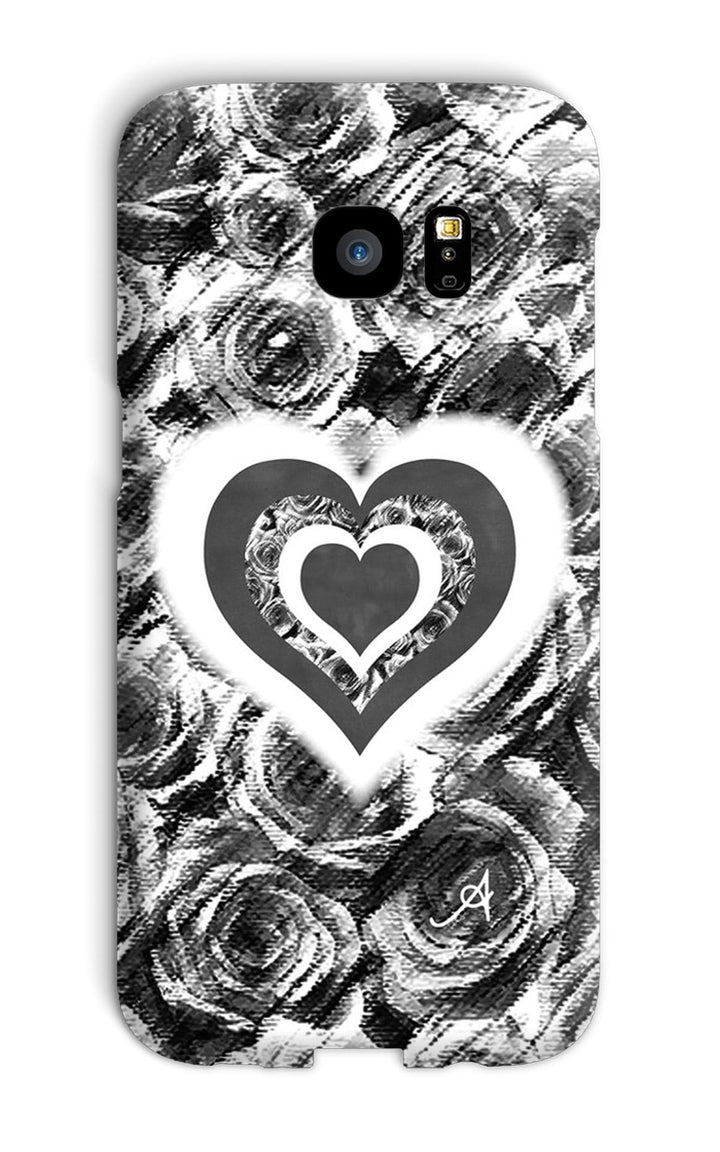 Phone & Tablet Cases Galaxy S7 Edge / Snap / Gloss Textured Roses Love & Background Black Amanya Design Phone Case Prodigi