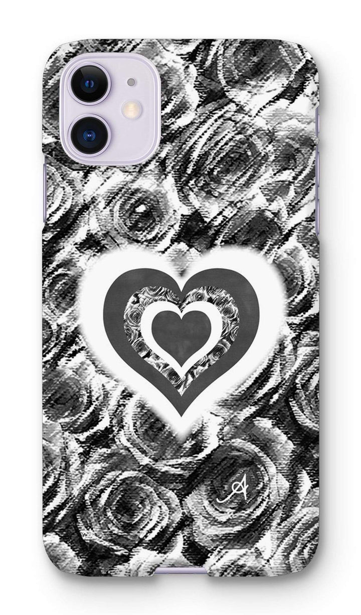 Phone & Tablet Cases iPhone 11 / Snap / Gloss Textured Roses Love & Background Black Amanya Design Phone Case Prodigi