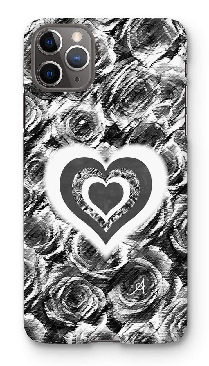 Phone & Tablet Cases iPhone 11 Pro Max / Snap / Gloss Textured Roses Love & Background Black Amanya Design Phone Case Prodigi