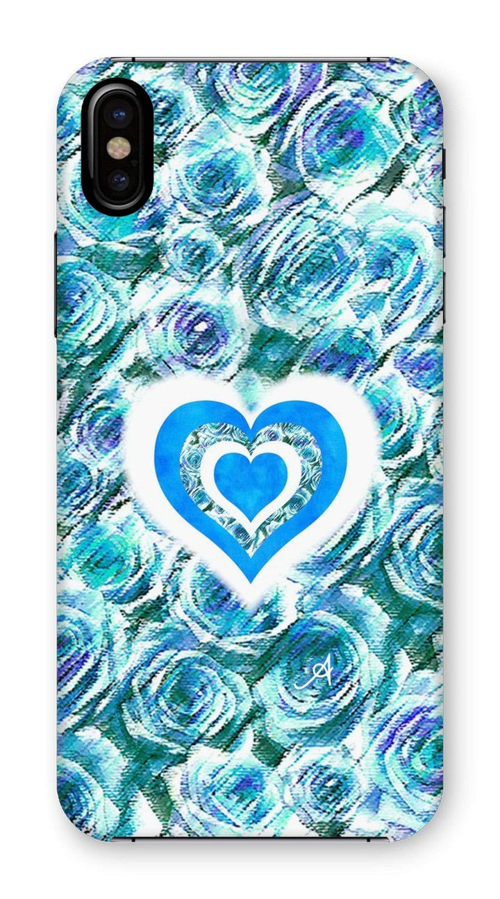 Phone & Tablet Cases iPhone XS / Snap / Gloss Textured Roses Love & Background Blue Amanya Design Phone Case Prodigi