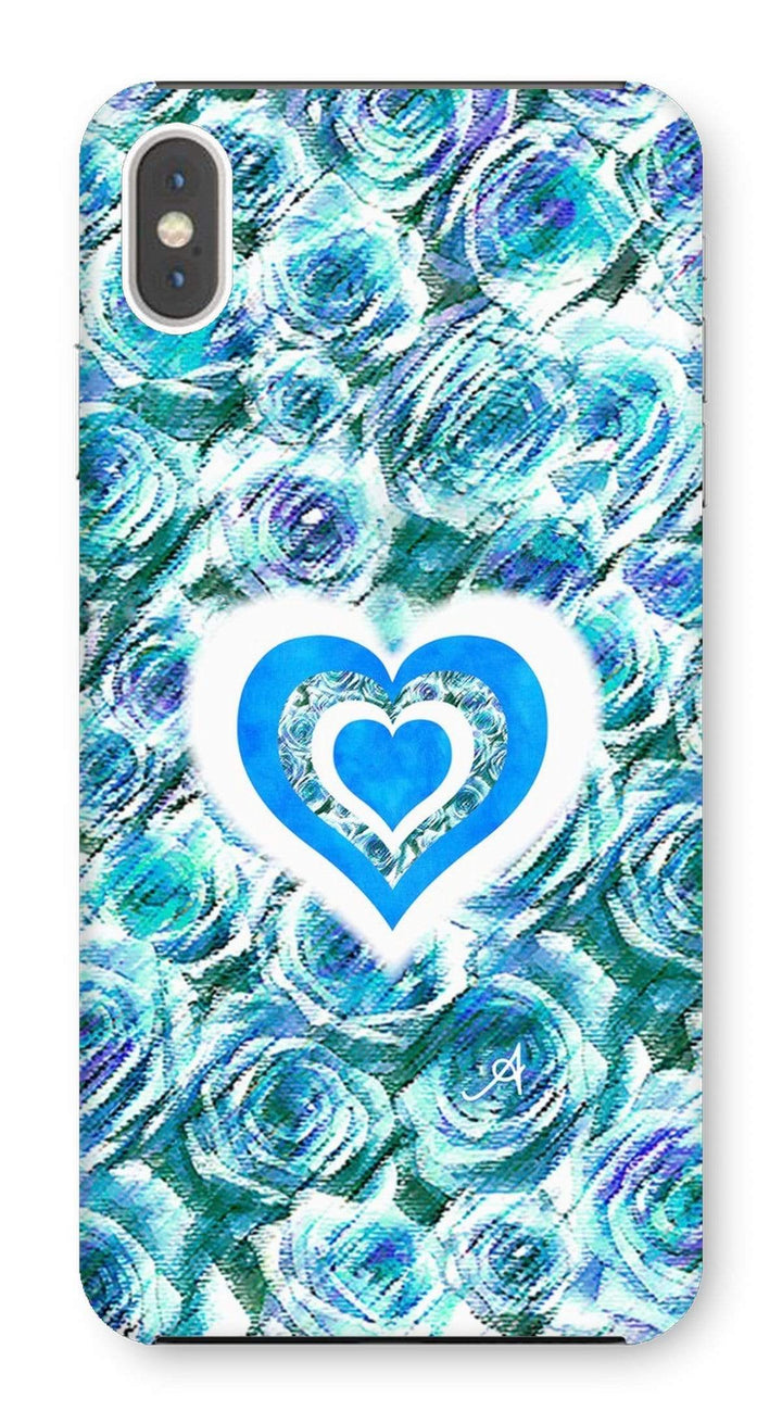 Phone & Tablet Cases iPhone XS Max / Snap / Gloss Textured Roses Love & Background Blue Amanya Design Phone Case Prodigi