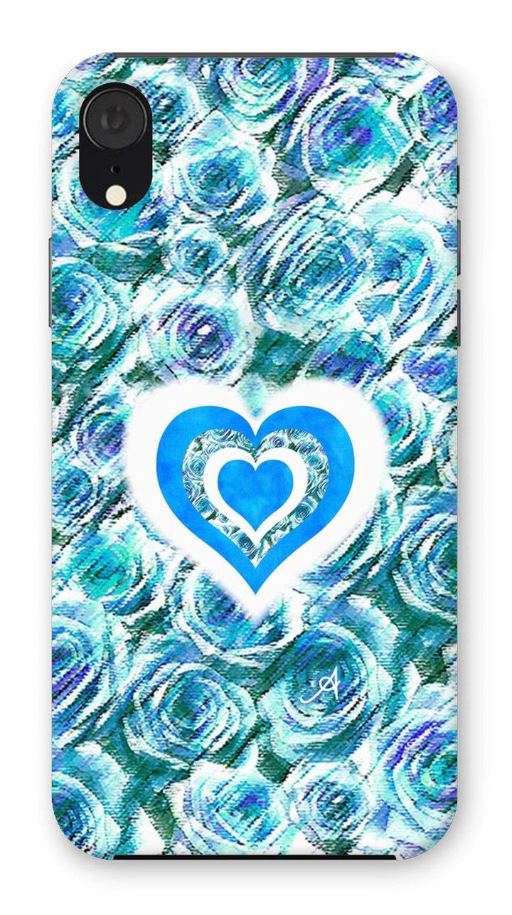 Phone & Tablet Cases iPhone XR / Snap / Gloss Textured Roses Love & Background Blue Amanya Design Phone Case Prodigi
