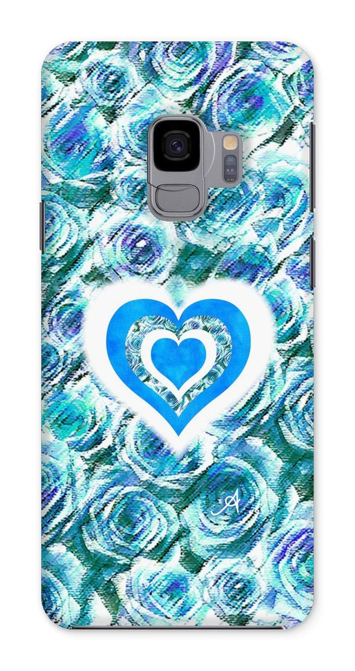 Phone & Tablet Cases Samsung Galaxy S9 / Snap / Gloss Textured Roses Love & Background Blue Amanya Design Phone Case Prodigi