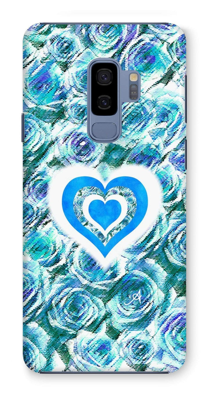 Phone & Tablet Cases Samsung Galaxy S9+ / Snap / Gloss Textured Roses Love & Background Blue Amanya Design Phone Case Prodigi