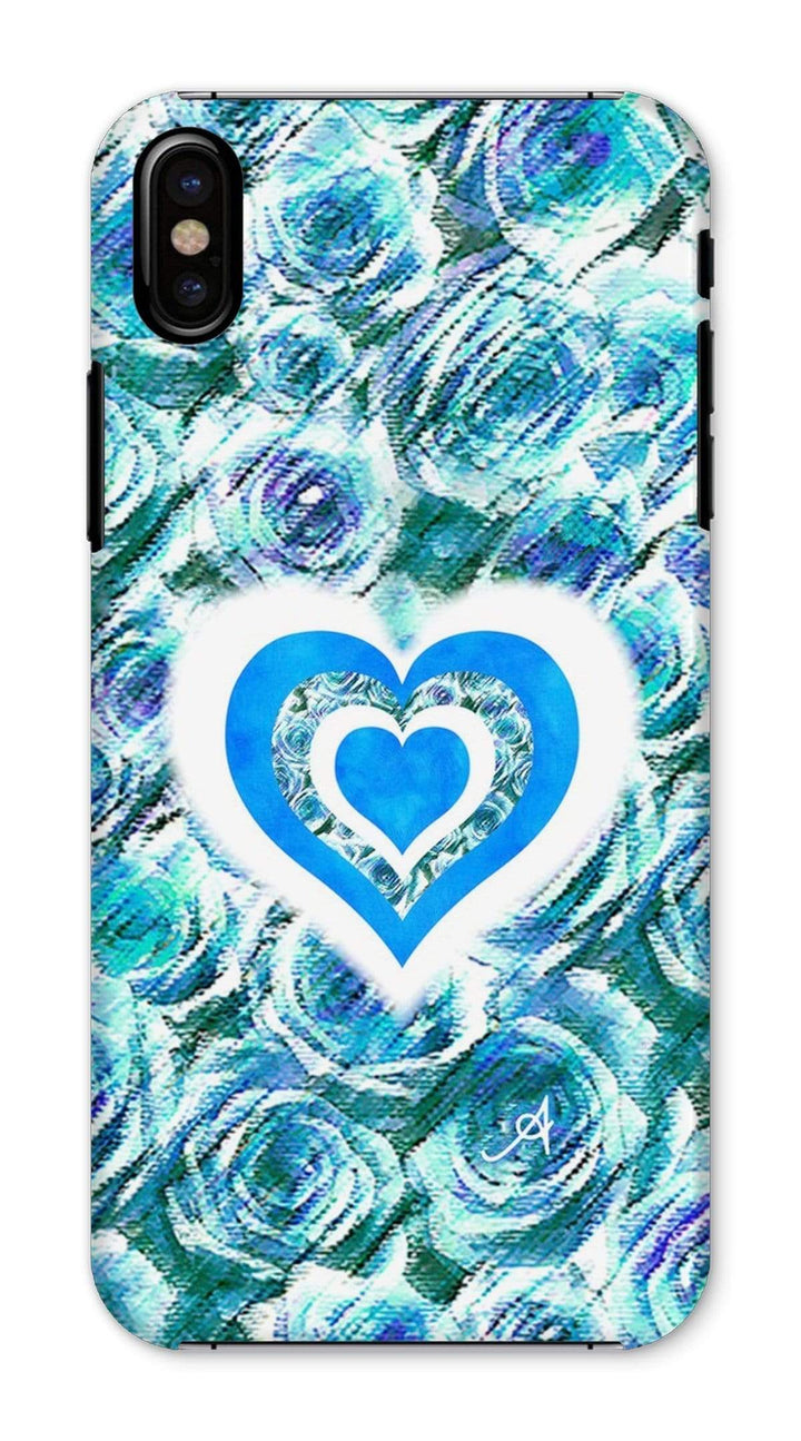 Phone & Tablet Cases iPhone X / Snap / Gloss Textured Roses Love & Background Blue Amanya Design Phone Case Prodigi
