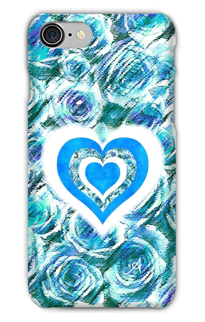 Phone & Tablet Cases iPhone 8 / Snap / Gloss Textured Roses Love & Background Blue Amanya Design Phone Case Prodigi