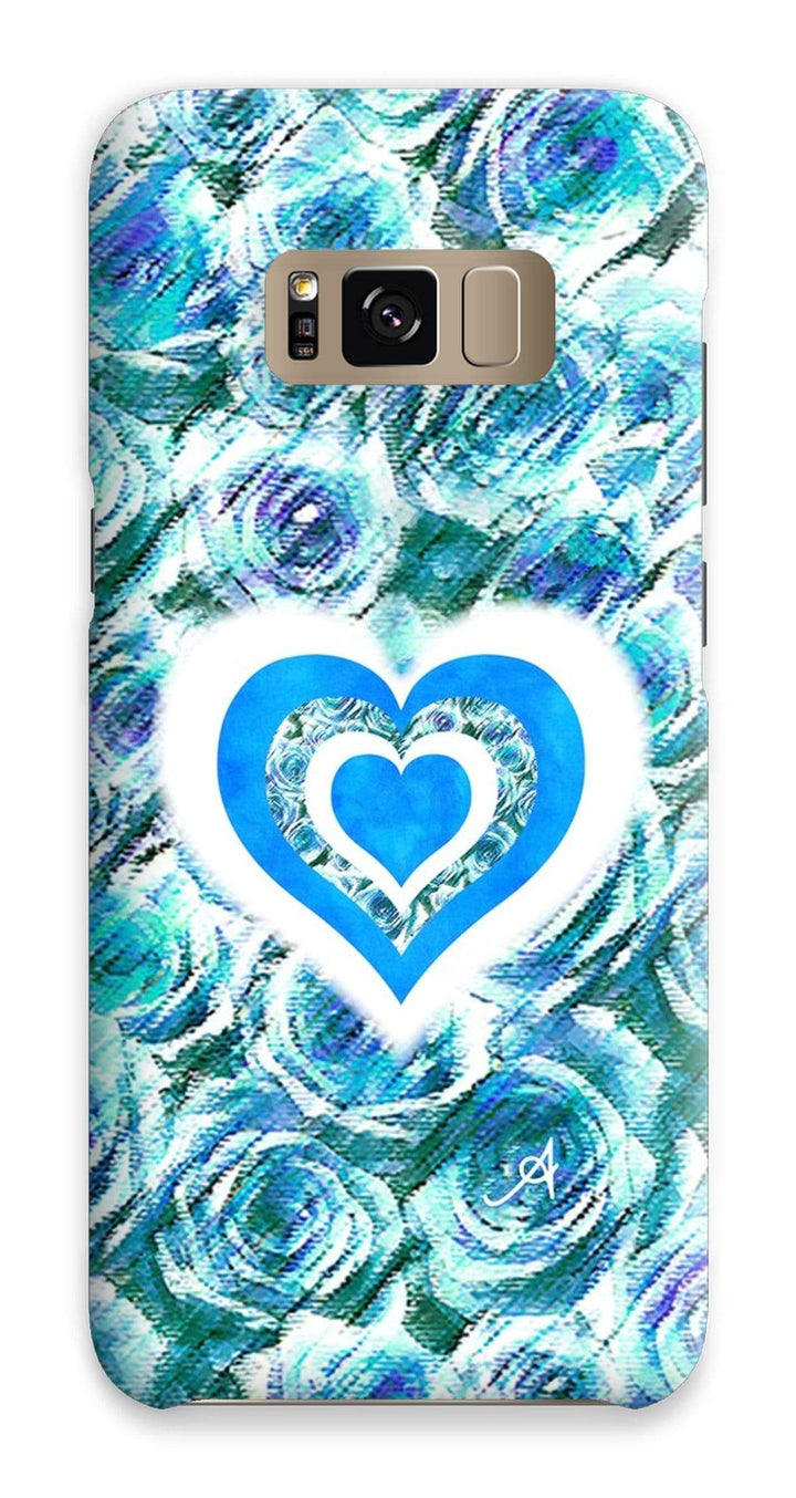 Phone & Tablet Cases Samsung S8 / Snap / Gloss Textured Roses Love & Background Blue Amanya Design Phone Case Prodigi