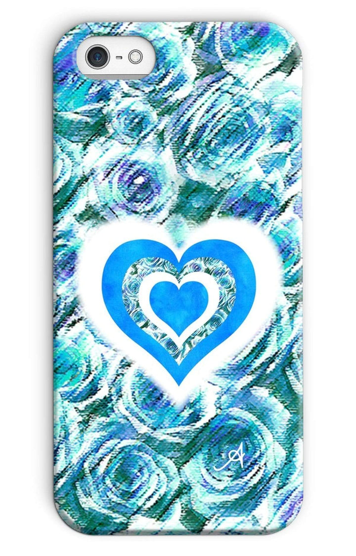 Phone & Tablet Cases iPhone SE / Snap / Gloss Textured Roses Love & Background Blue Amanya Design Phone Case Prodigi