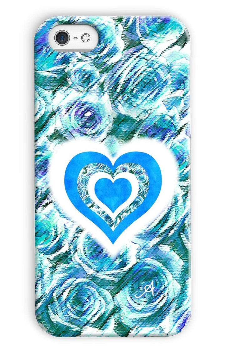 Phone & Tablet Cases iPhone 5c / Snap / Gloss Textured Roses Love & Background Blue Amanya Design Phone Case Prodigi