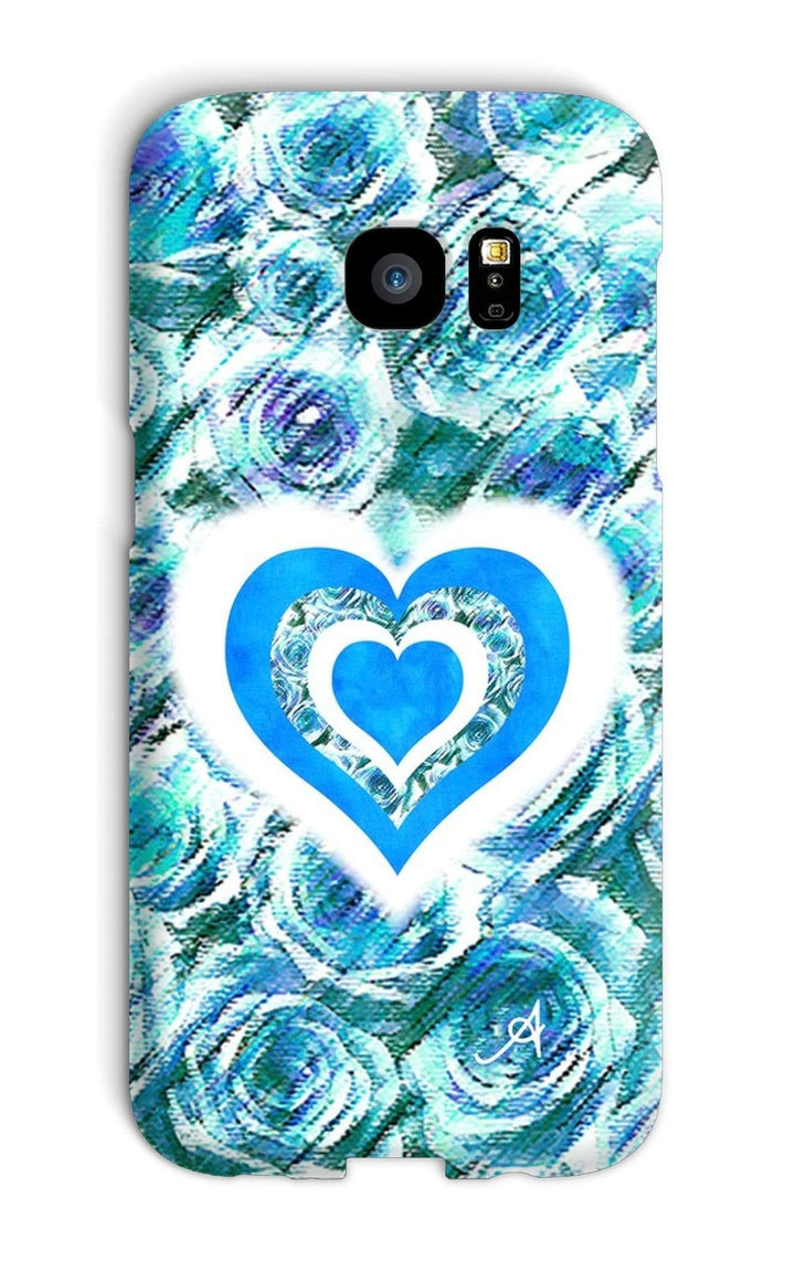 Phone & Tablet Cases Galaxy S7 Edge / Snap / Gloss Textured Roses Love & Background Blue Amanya Design Phone Case Prodigi