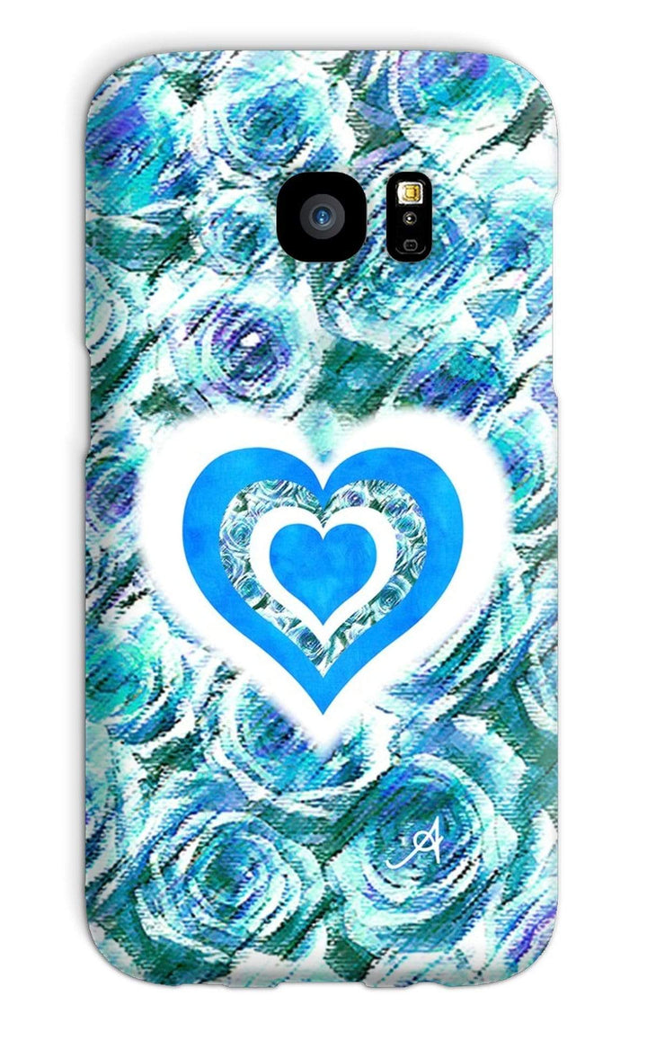 Phone & Tablet Cases Galaxy S7 / Snap / Gloss Textured Roses Love & Background Blue Amanya Design Phone Case Prodigi