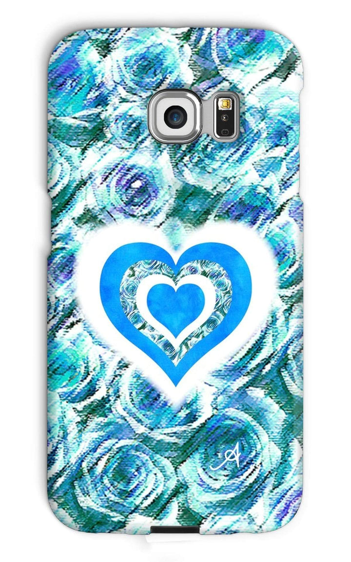 Phone & Tablet Cases Galaxy S6 Edge / Snap / Gloss Textured Roses Love & Background Blue Amanya Design Phone Case Prodigi
