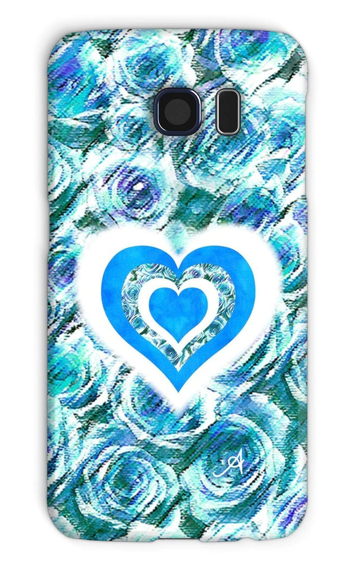 Phone & Tablet Cases Galaxy S6 / Snap / Gloss Textured Roses Love & Background Blue Amanya Design Phone Case Prodigi