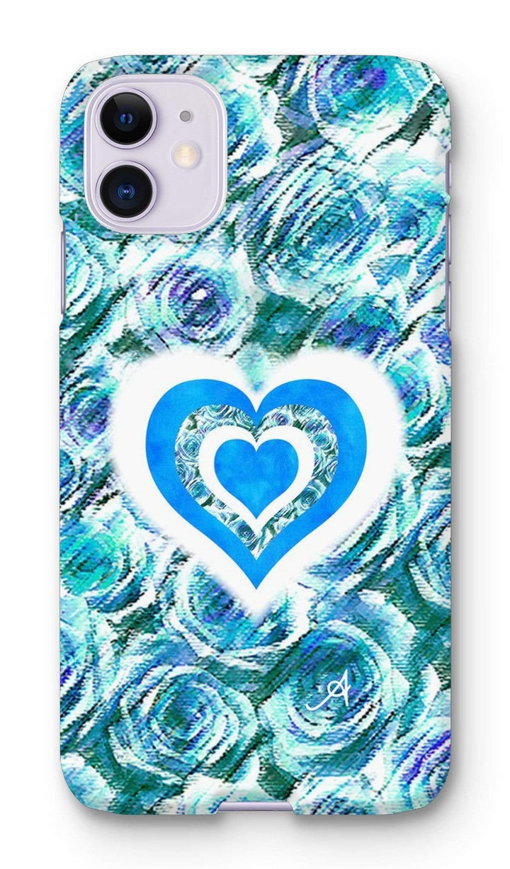 Phone & Tablet Cases iPhone 11 / Snap / Gloss Textured Roses Love & Background Blue Amanya Design Phone Case Prodigi