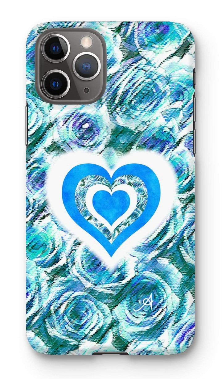 Phone & Tablet Cases iPhone 11 Pro / Snap / Gloss Textured Roses Love & Background Blue Amanya Design Phone Case Prodigi