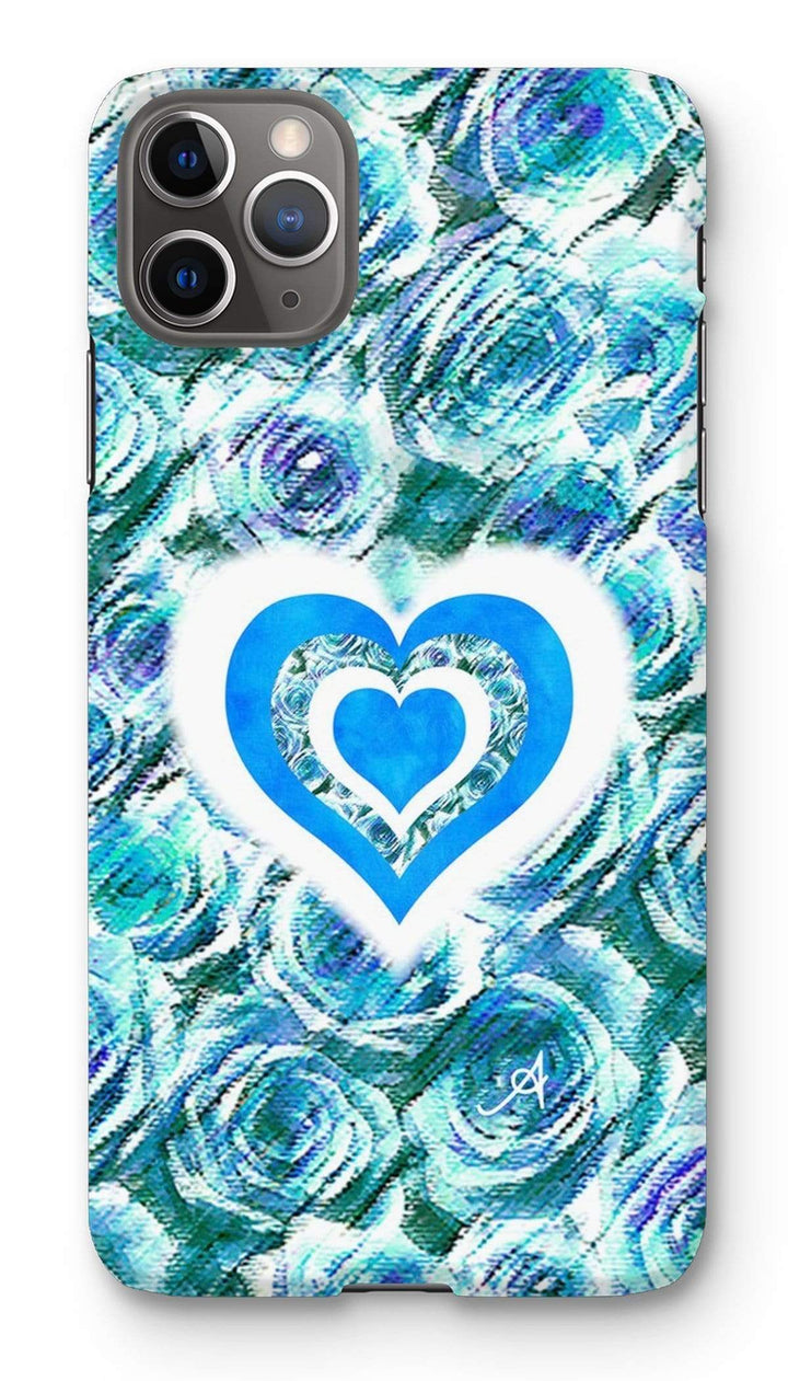 Phone & Tablet Cases iPhone 11 Pro Max / Snap / Gloss Textured Roses Love & Background Blue Amanya Design Phone Case Prodigi