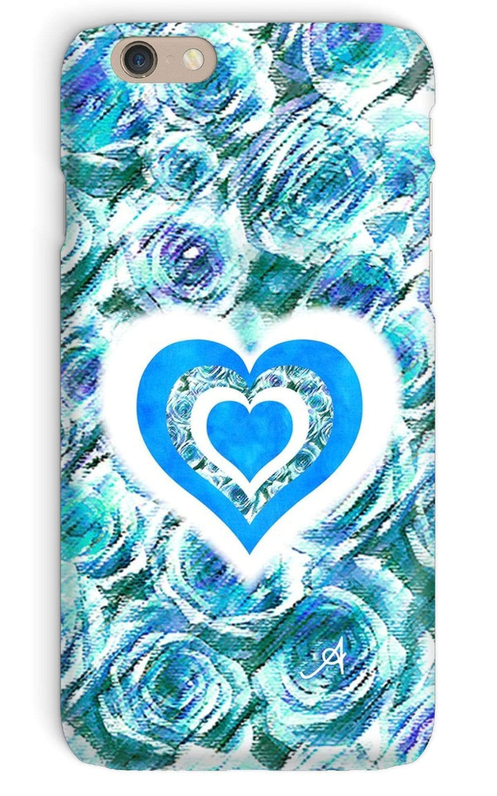 Phone & Tablet Cases iPhone 6 / Snap / Gloss Textured Roses Love & Background Blue Amanya Design Phone Case Prodigi