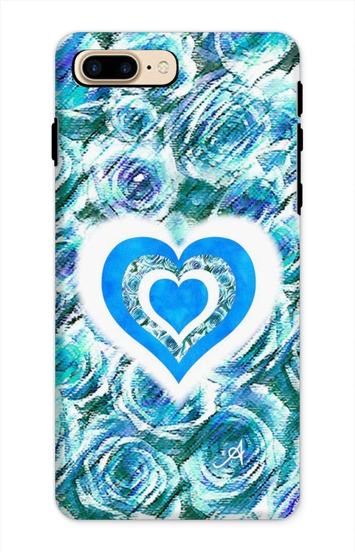 Phone & Tablet Cases iPhone 8 Plus / Tough / Gloss Textured Roses Love & Background Blue Amanya Design Tough Phone Case Prodigi