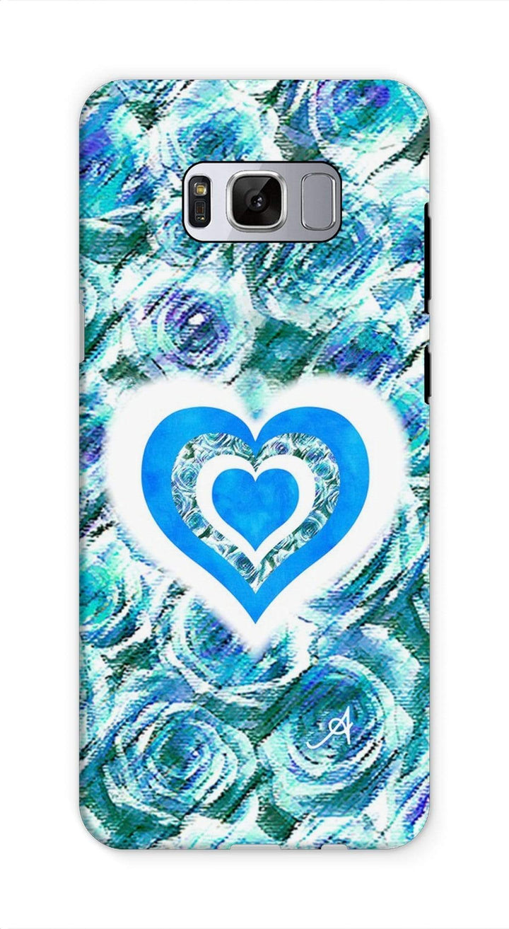 Phone & Tablet Cases Samsung S8 / Tough / Gloss Textured Roses Love & Background Blue Amanya Design Tough Phone Case Prodigi