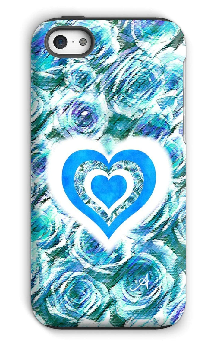 Phone & Tablet Cases iPhone 5c / Tough / Gloss Textured Roses Love & Background Blue Amanya Design Tough Phone Case Prodigi