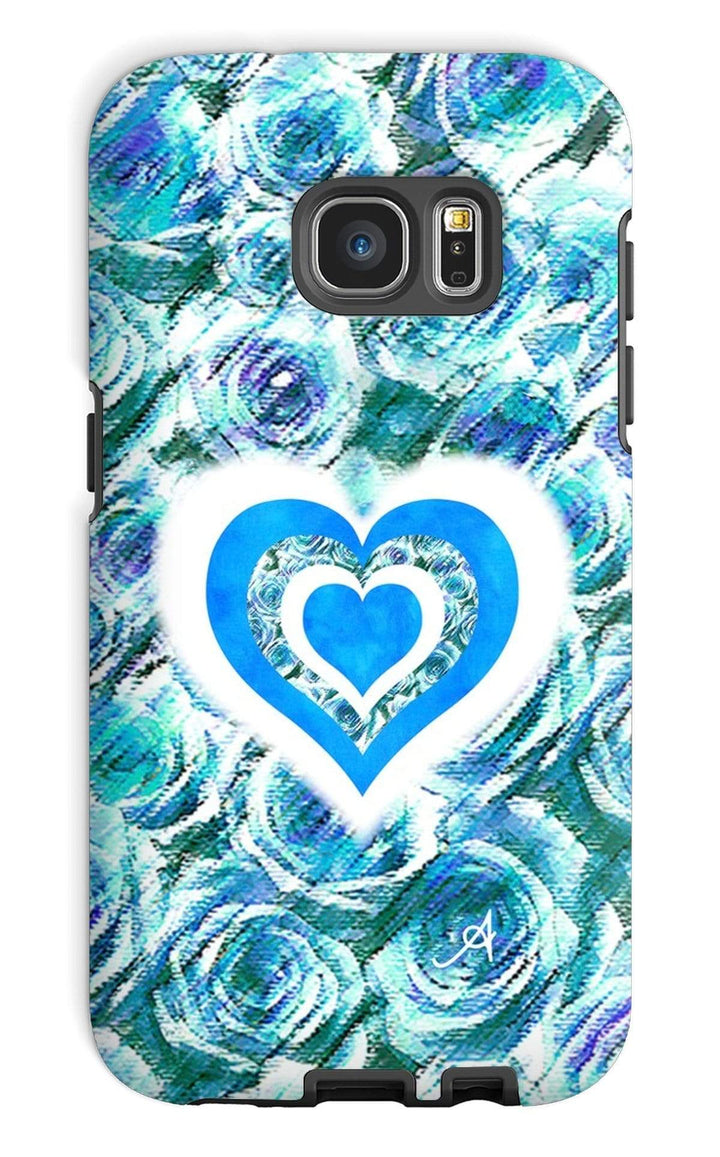 Phone & Tablet Cases Galaxy S7 / Tough / Gloss Textured Roses Love & Background Blue Amanya Design Tough Phone Case Prodigi