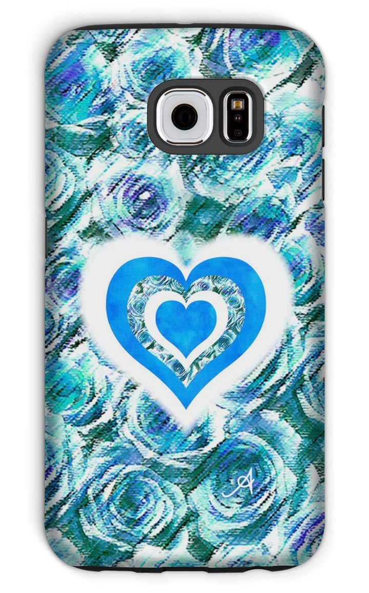 Phone & Tablet Cases Galaxy S6 / Tough / Gloss Textured Roses Love & Background Blue Amanya Design Tough Phone Case Prodigi