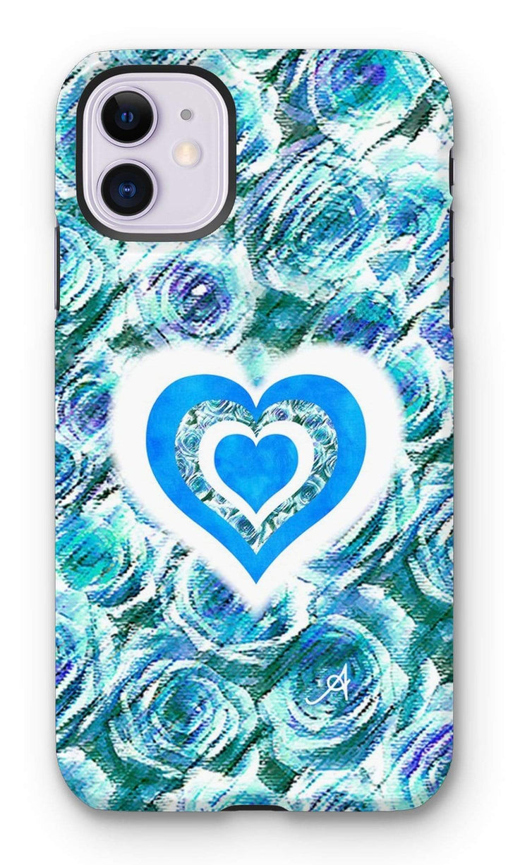 Phone & Tablet Cases iPhone 11 / Tough / Gloss Textured Roses Love & Background Blue Amanya Design Tough Phone Case Prodigi