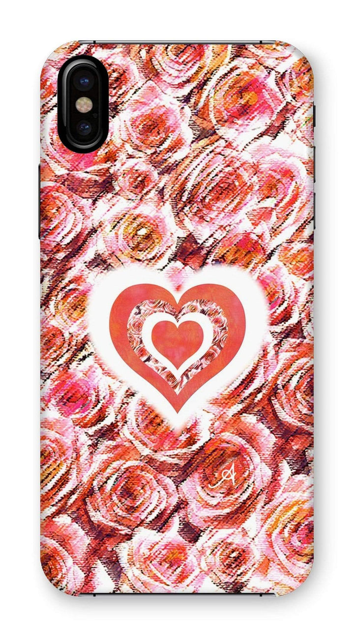 Phone & Tablet Cases iPhone XS / Snap / Gloss Textured Roses Love & Background Coral Amanya Design Phone Case Prodigi