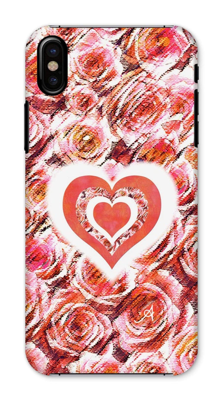 Phone & Tablet Cases iPhone X / Snap / Gloss Textured Roses Love & Background Coral Amanya Design Phone Case Prodigi