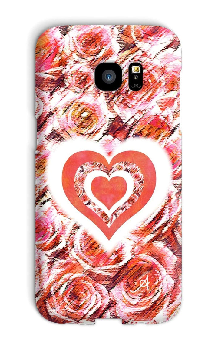 Phone & Tablet Cases Galaxy S7 Edge / Snap / Gloss Textured Roses Love & Background Coral Amanya Design Phone Case Prodigi