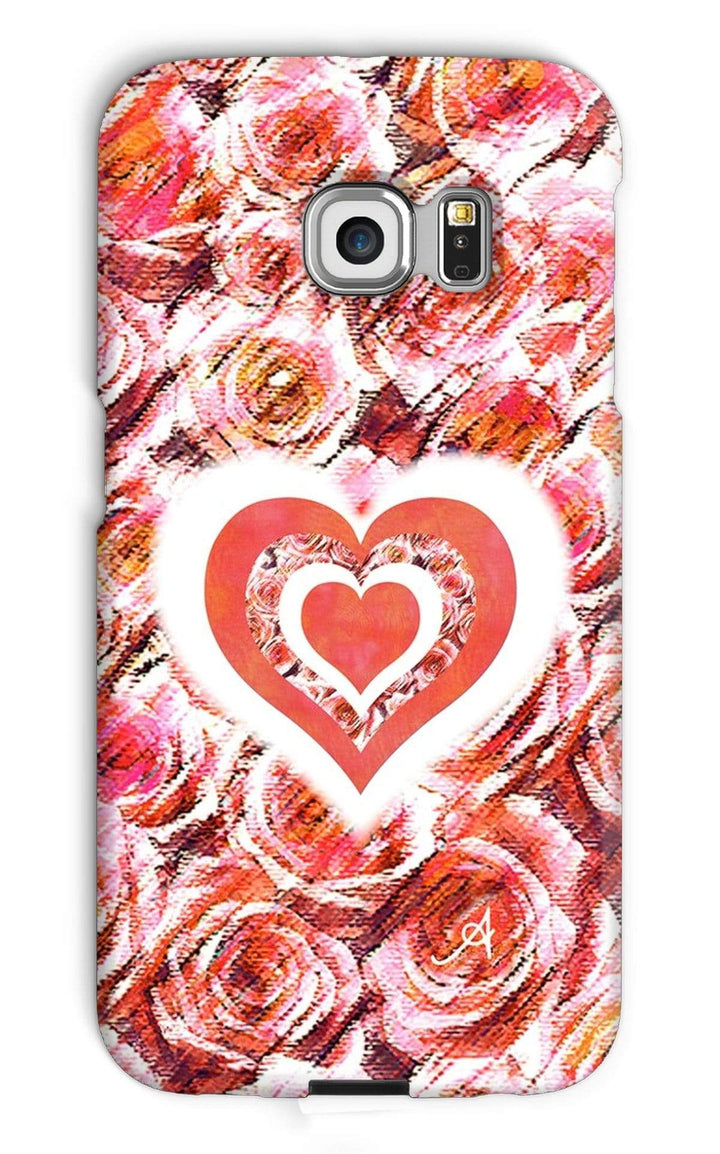 Phone & Tablet Cases Galaxy S6 Edge / Snap / Gloss Textured Roses Love & Background Coral Amanya Design Phone Case Prodigi