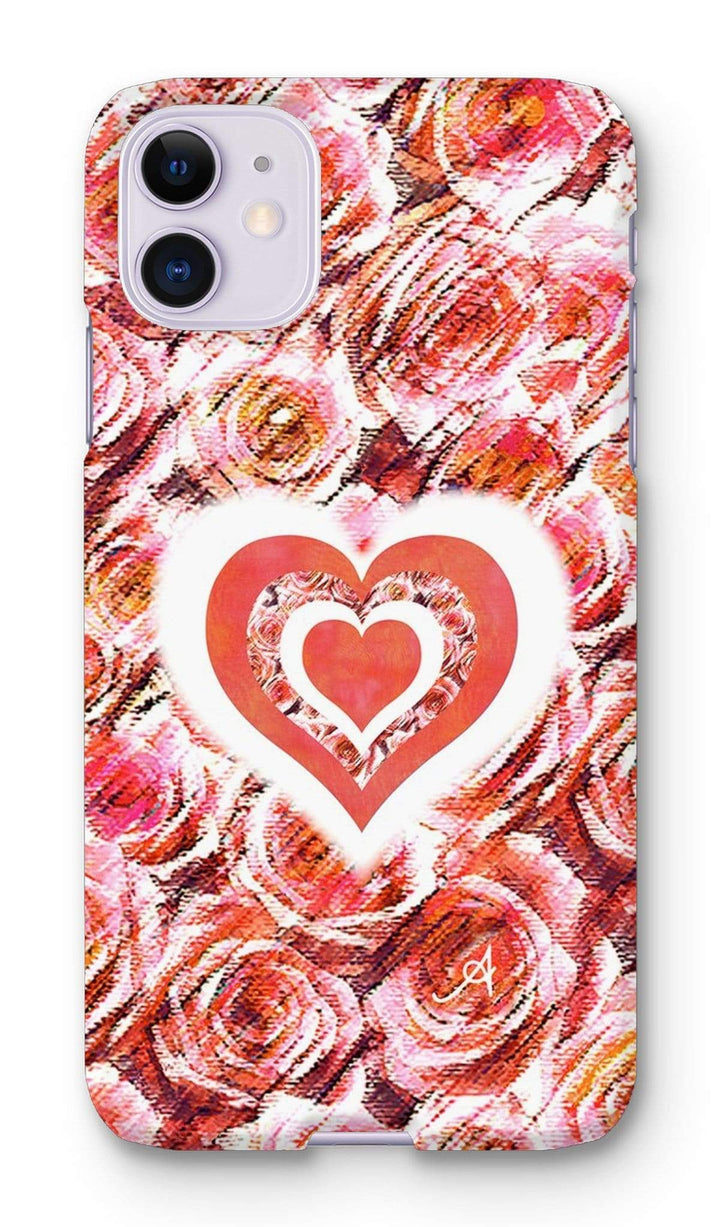 Phone & Tablet Cases iPhone 11 / Snap / Gloss Textured Roses Love & Background Coral Amanya Design Phone Case Prodigi