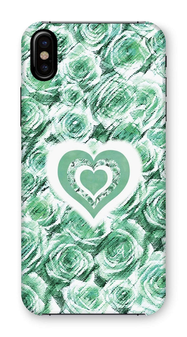 Phone & Tablet Cases iPhone XS / Snap / Gloss Textured Roses Love & Background Mint Amanya Design Phone Case Prodigi