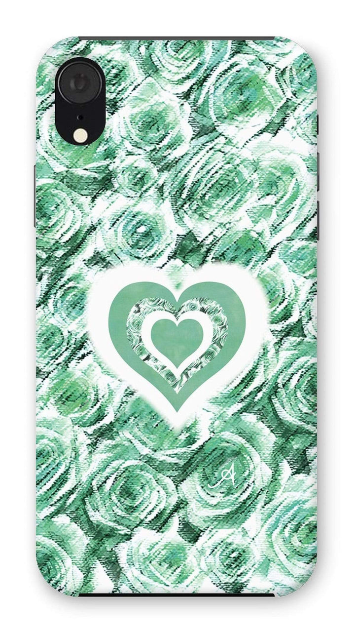 Phone & Tablet Cases iPhone XR / Snap / Gloss Textured Roses Love & Background Mint Amanya Design Phone Case Prodigi