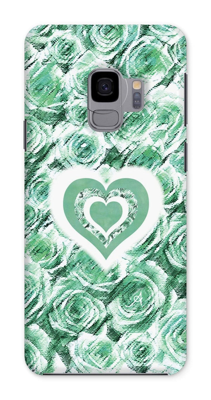 Phone & Tablet Cases Samsung Galaxy S9 / Snap / Gloss Textured Roses Love & Background Mint Amanya Design Phone Case Prodigi
