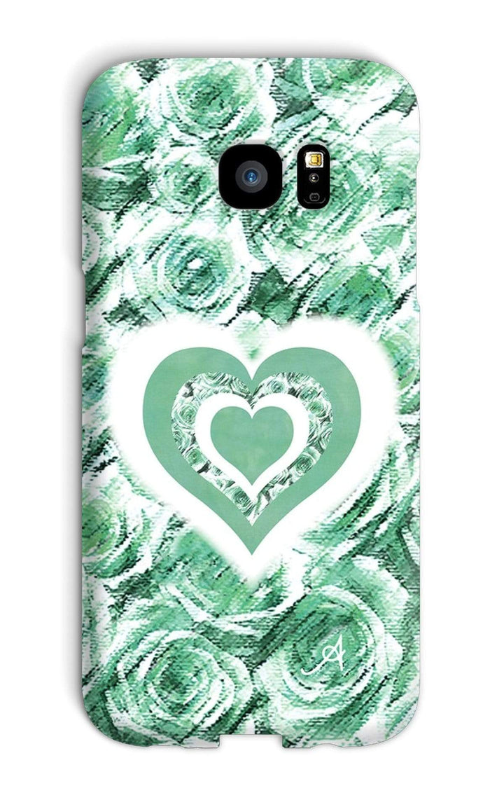 Phone & Tablet Cases Galaxy S7 Edge / Snap / Gloss Textured Roses Love & Background Mint Amanya Design Phone Case Prodigi