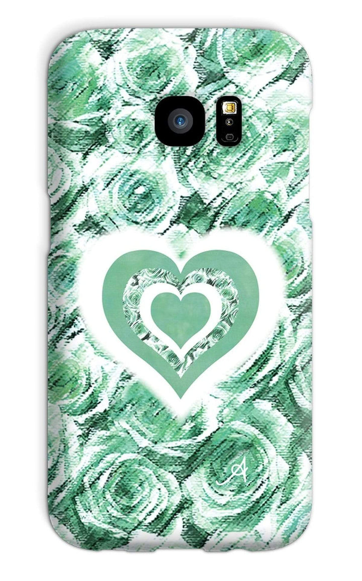 Phone & Tablet Cases Galaxy S7 / Snap / Gloss Textured Roses Love & Background Mint Amanya Design Phone Case Prodigi