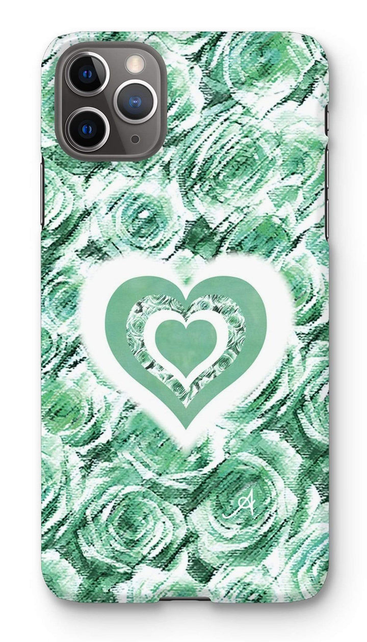 Phone & Tablet Cases iPhone 11 Pro Max / Snap / Gloss Textured Roses Love & Background Mint Amanya Design Phone Case Prodigi